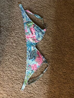 Lilly Pulitzer Blue Aqua Pink Tropical Print Bikini Bottom